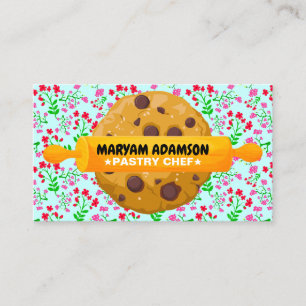 Patisserie Rolling Pin Cookies Floral Bakery Business Card