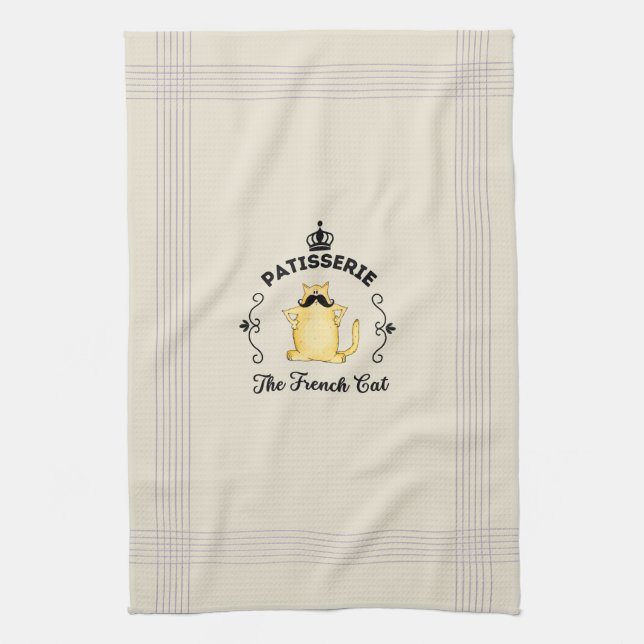Patisserie "The French Cat" Kitchen Towel (Vertical)