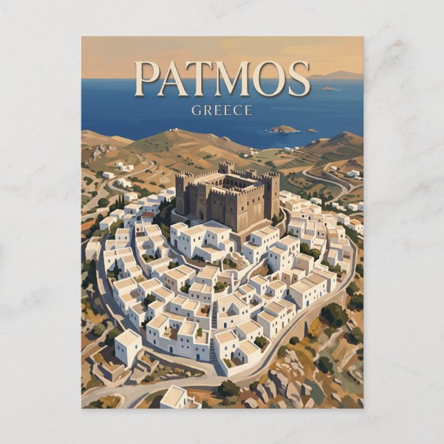 Patmos Chora Greece Postcard (Front)