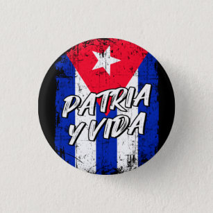 Patria Y Vida Viva Cuba Libre Cuban flag   1 Inch Round Button