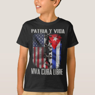 Patria Y Vida Viva Cuba Libre Patriotic Retro USA T-Shirt