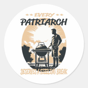 Patriarch Funny Bbq Chef Or Grill Fun Classic Round Sticker