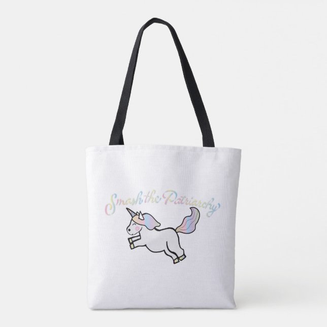 Patriarchy Smashing Rainbow Unicorn tote (Back)