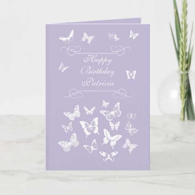 Patricia Butterfly Happy Birthday Irish Blessing Card (Front)