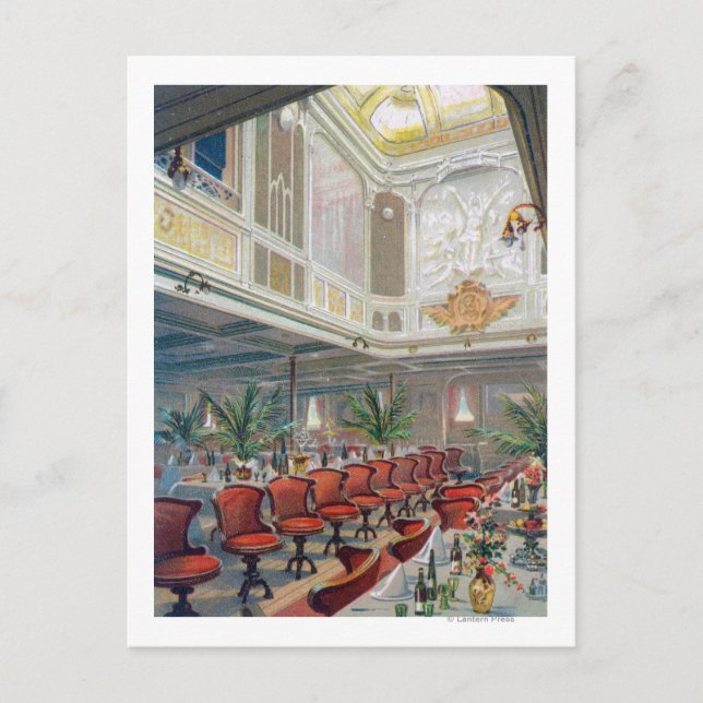 Patricia Dining Hall, Hamburg-America Line Postcard (Front)