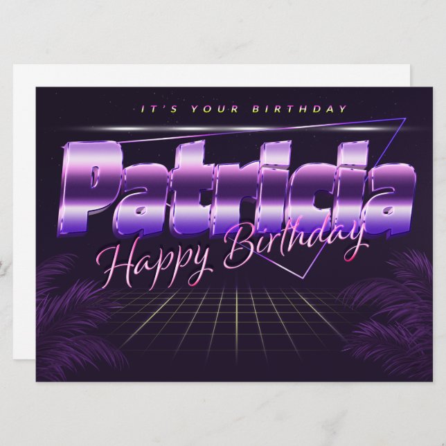 Patricia Name First name lila retro card Birthday (Front/Back)