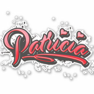 Patricia red Heart Graffiti Sticker