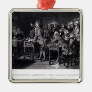 Patrick Henry addressing the Virginia Assembly Metal Ornament