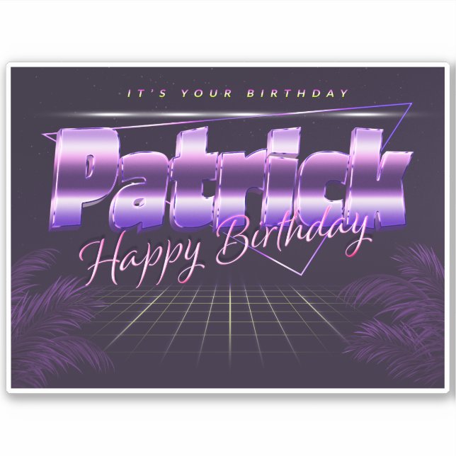 Patrick name first name purple retro sticker birth (Front)