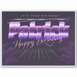 Patrick Name Vorname lila retro Sticker Geburtstag
