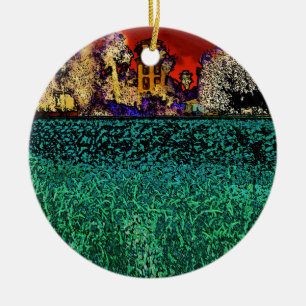 Patrick Ranch, Chico, CA (In Red and Green) Ceramic Ornament