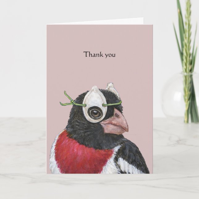 Patrick the rose-breasted grosbeak thank you card (Front)