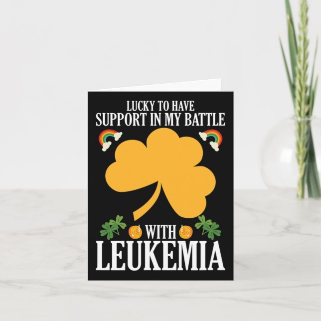 Patricks Day Four Leaf Clover Leukaemia Awareness  Card (Front)