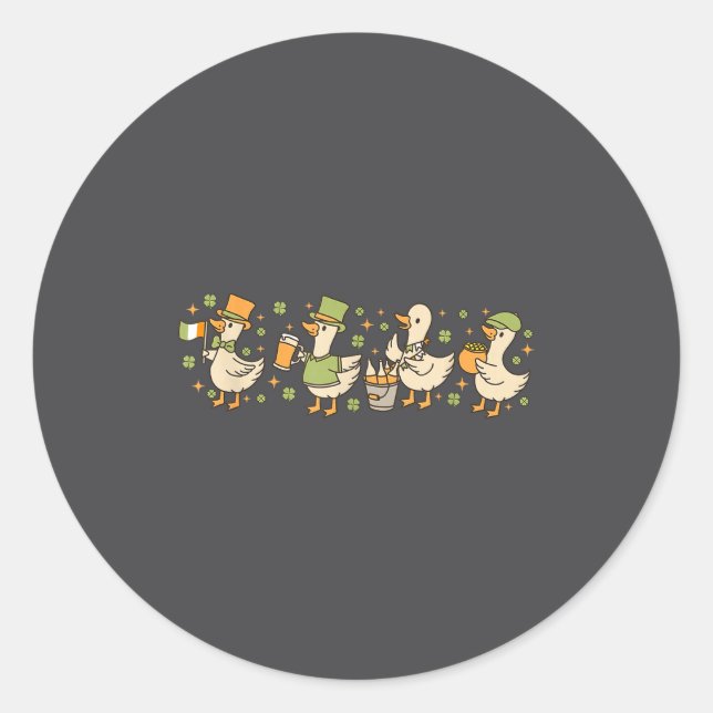 Patricks Day,funny Goose, Shamrock, Beer Gift Tee  Classic Round Sticker (Front)