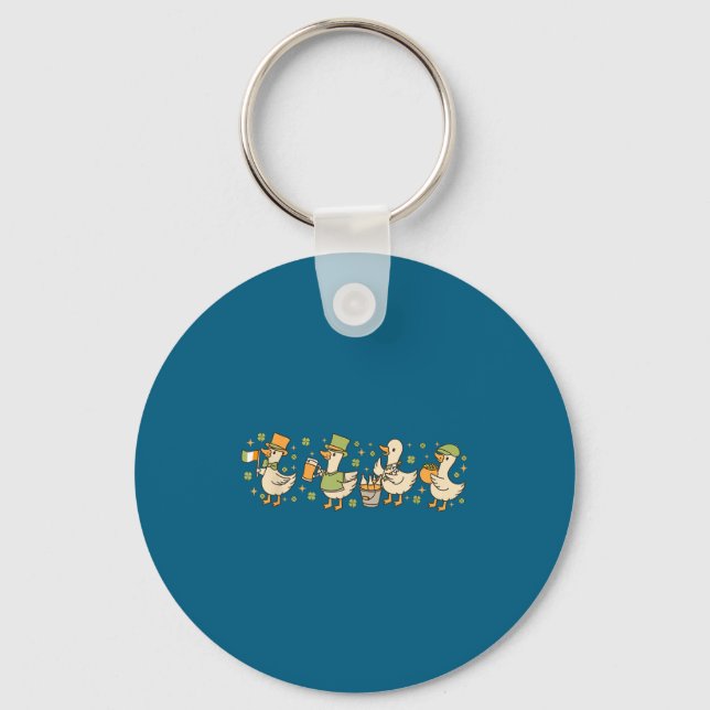 Patricks Day,funny Goose, Shamrock, Beer Gift Tee  Keychain (Front)