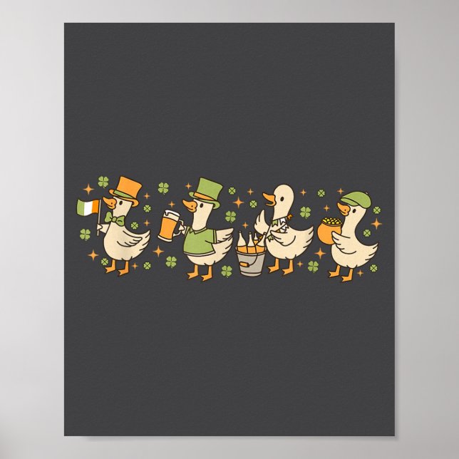 Patricks Day,funny Goose, Shamrock, Beer Gift Tee  Poster (Front)