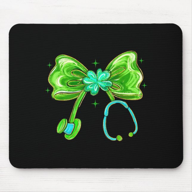 Patricks Day,lucky Nurse,coquette Bow Stethoscope  Mouse Pad (Front)