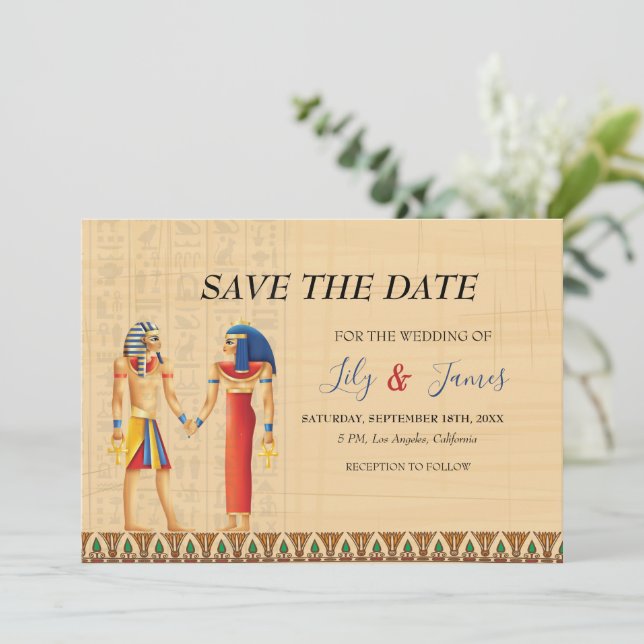 Patrimoine pharaonique faire-part de mariage sur p (Debout devant)