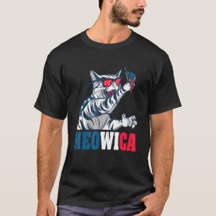 Patriodic American Independence Meowica Cat 4th Of T-Shirt