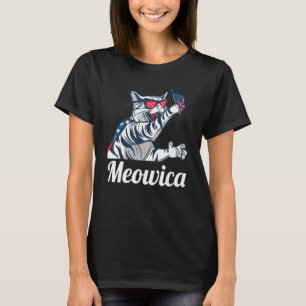 Patriodic American Independence Meowica Cat 4th Of T-Shirt