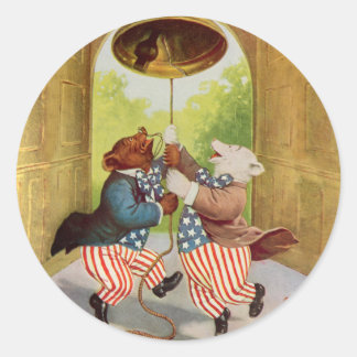 Patriot Bears Ring the Liberty Bell Classic Round Sticker