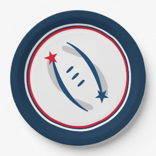Patriot Blue/Red/White Football 9" Paper Plates
