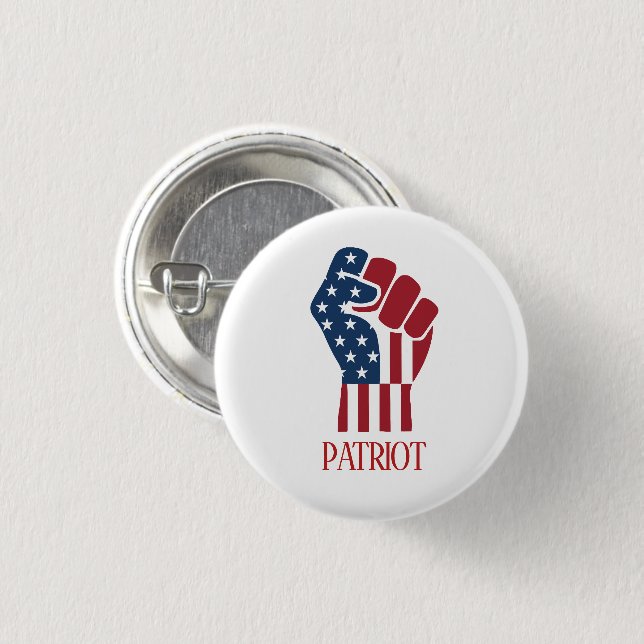 Patriot Clinched Fist 1 Inch Round Button (Front & Back)