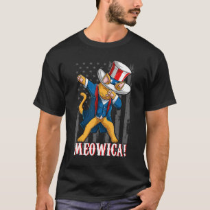 Patriot Dabbing Cat Meowica July Fourth American T-Shirt