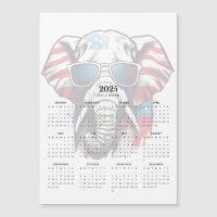 Patriot Elephant Red White Blue Magnetic Calendar