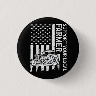 Patriot Farming Tractor USA Flag Farmer Father's D 1 Inch Round Button