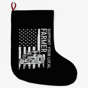 Patriot Farming Tractor USA Flag Farmer Father's D Large Christmas Stocking