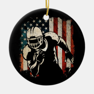 Patriot Football 4th July American Flag Ceramic Ornament