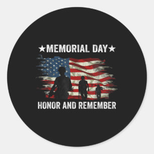 Patriot Honour And Remember Soldier Memorial Day  Classic Round Sticker