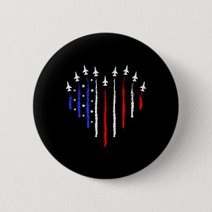 Patriot July 4th Fighter Jets Airplane Usa Flag Ki 2 Inch Round Button