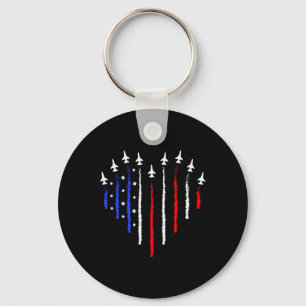 Patriot July 4th Fighter Jets Airplane Usa Flag Ki Keychain