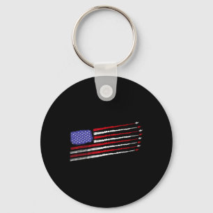 Patriot July 4th Fighter Jets Airplane Usa Flag Ki Keychain