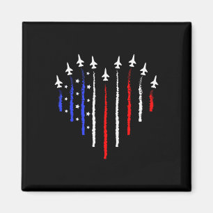 Patriot July 4th Fighter Jets Airplane Usa Flag Ki Magnet
