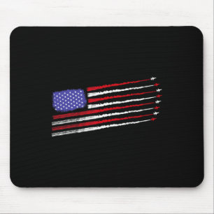 Patriot July 4th Fighter Jets Airplane Usa Flag Ki Mouse Pad