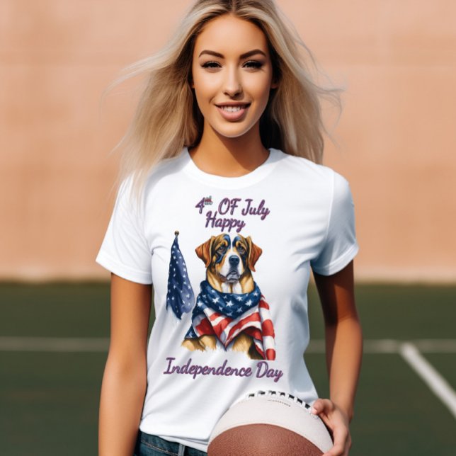 Patriot Pup in Stars and Stripes Independence Day T-Shirt (Creator Uploaded)