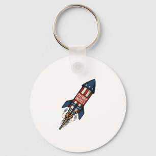Patriot Rocket 4th of July Vintage Fireworks Desig Keychain
