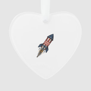 Patriot Rocket 4th of July Vintage Fireworks Desig Ornament