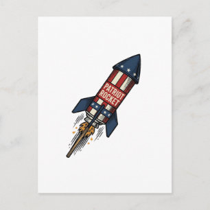 Patriot Rocket 4th of July Vintage Fireworks Desig Postcard