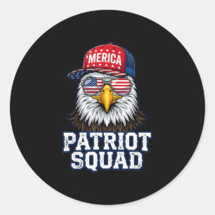 Patriot squad fourth of july eagle independence classic round sticker