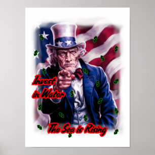Patriot Uncle Sam says: "Invest in water" on a Poster