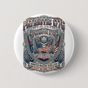 Patriotic 1776 Off Road Skull Monster Truck Heavy 2 Inch Round Button