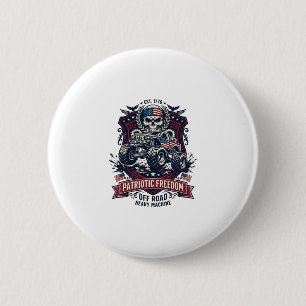 Patriotic 1776 Off Road Skull Monster Truck Heavy  2 Inch Round Button