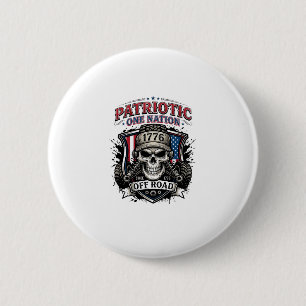 Patriotic 1776 Off Road Skull Monster Truck Heavy  2 Inch Round Button