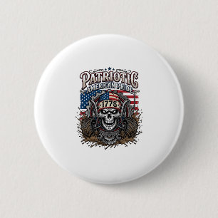 Patriotic 1776 Off Road Skull Monster Truck Heavy 2 Inch Round Button