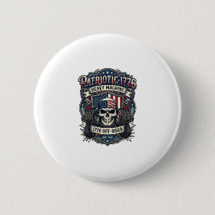 Patriotic 1776 Off Road Skull Monster Truck Heavy 2 Inch Round Button