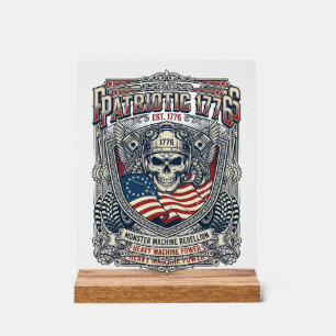 Patriotic 1776 Off Road Skull Monster Truck Heavy Acrylic Sign